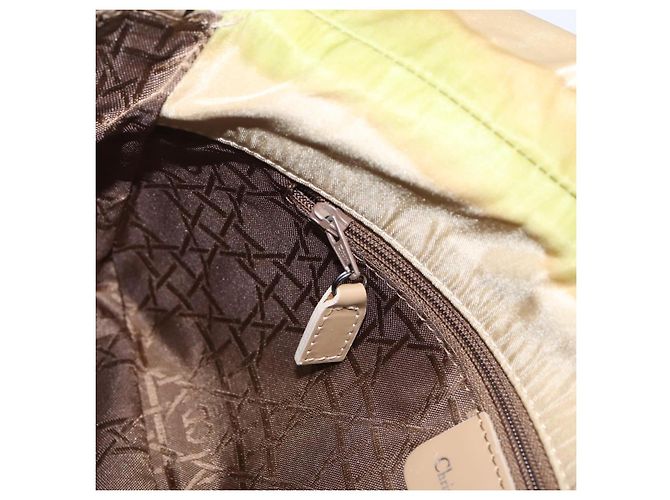 Bolso de mano Christian Dior Maris Pearl Nylon Beige Silver Auth 201541 Plata - vista 23
