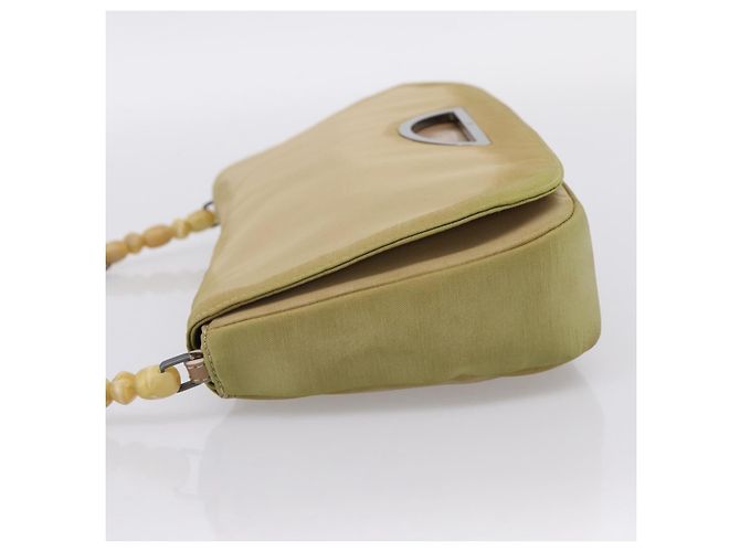 Bolso de mano Christian Dior Maris Pearl Nylon Beige Silver Auth 201541 Plata - vista 3