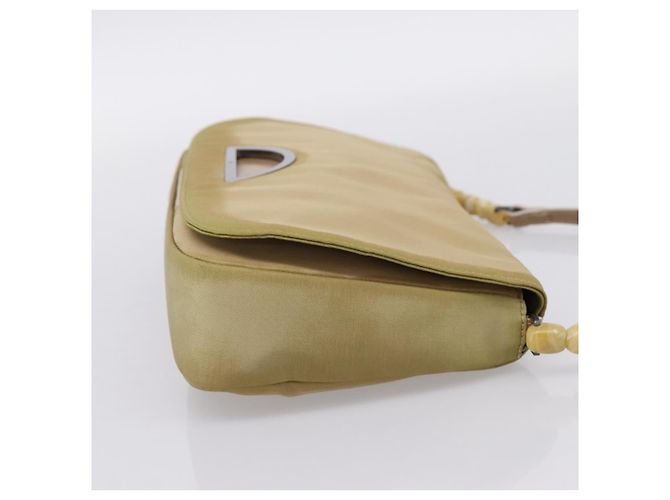 Bolso de mano Christian Dior Maris Pearl Nylon Beige Silver Auth 201541 Plata - vista 4