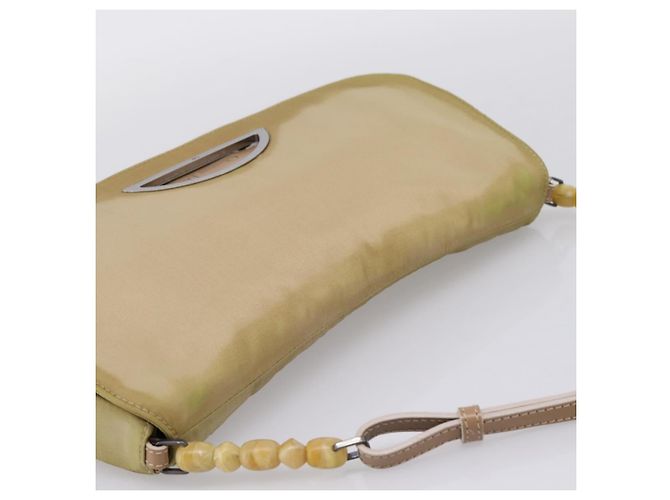Bolso de mano Christian Dior Maris Pearl Nylon Beige Silver Auth 201541 Plata - vista 6