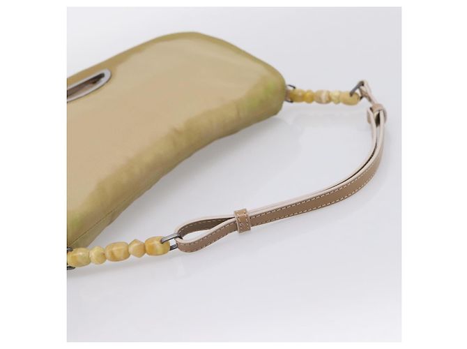Bolso de mano Christian Dior Maris Pearl Nylon Beige Silver Auth 201541 Plata - vista 7