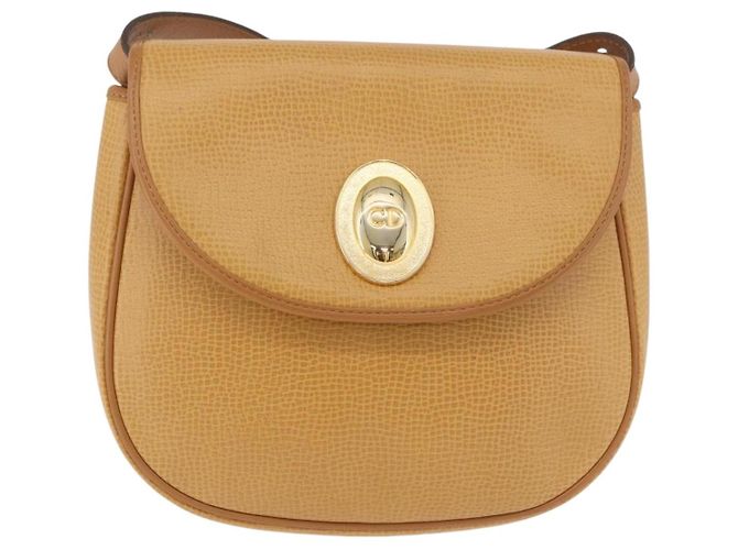 Borsa a tracolla Christian Dior in pelle beige e oro Auth 205085 D'oro - vista 13