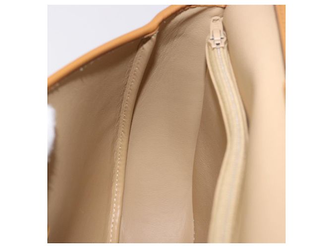 Borsa a tracolla Christian Dior in pelle beige e oro Auth 205085 D'oro - vista 26