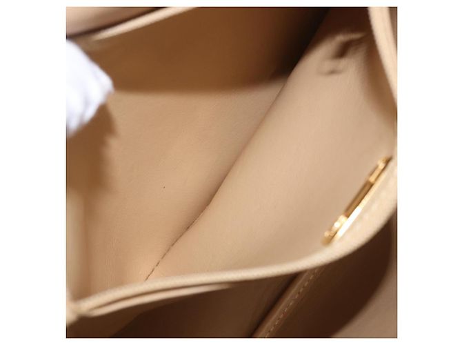 Borsa a tracolla Christian Dior in pelle beige e oro Auth 205085 D'oro - vista 28