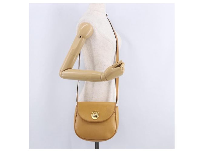 Borsa a tracolla Christian Dior in pelle beige e oro Auth 205085 D'oro - vista 29