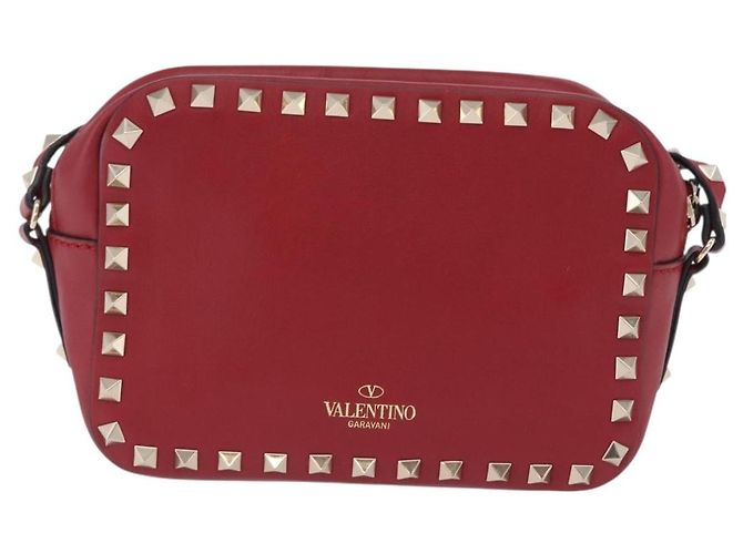Borsa a tracolla VALENTINO Rock Studs in pelle rossa e oro Auth 205816 Rosso - vista 13