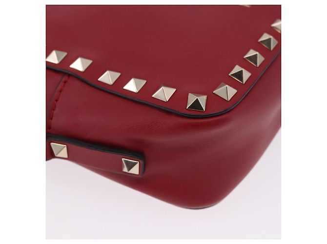 Borsa a tracolla VALENTINO Rock Studs in pelle rossa e oro Auth 205816 Rosso - vista 17