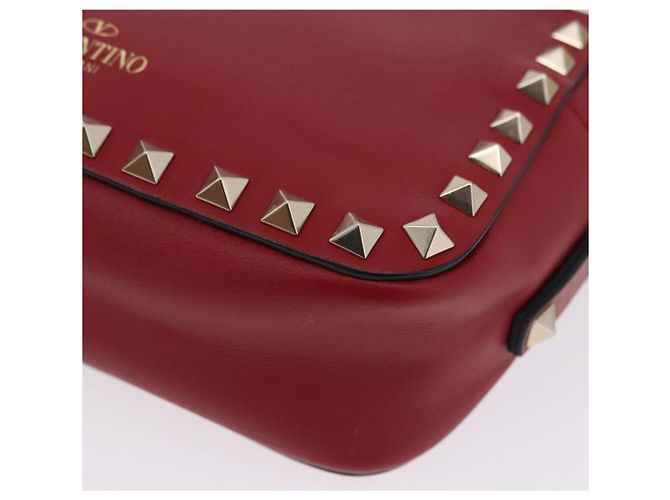 Borsa a tracolla VALENTINO Rock Studs in pelle rossa e oro Auth 205816 Rosso - vista 18
