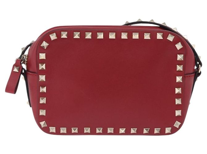 Borsa a tracolla VALENTINO Rock Studs in pelle rossa e oro Auth 205816 Rosso - vista 2