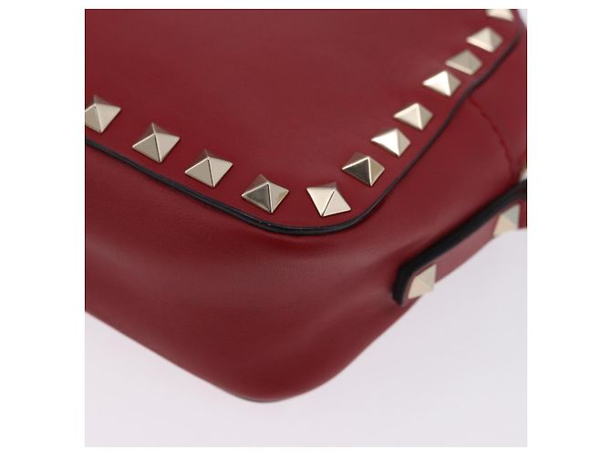 Borsa a tracolla VALENTINO Rock Studs in pelle rossa e oro Auth 205816 Rosso - vista 20