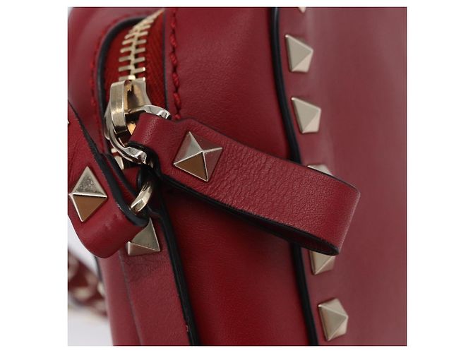 Borsa a tracolla VALENTINO Rock Studs in pelle rossa e oro Auth 205816 Rosso - vista 21