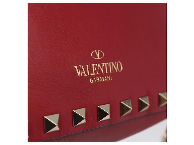 Borsa a tracolla VALENTINO Rock Studs in pelle rossa e oro Auth 205816 Rosso - vista 22