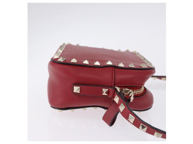 Borsa a tracolla VALENTINO Rock Studs in pelle rossa e oro Auth 205816 Rosso - vista 3