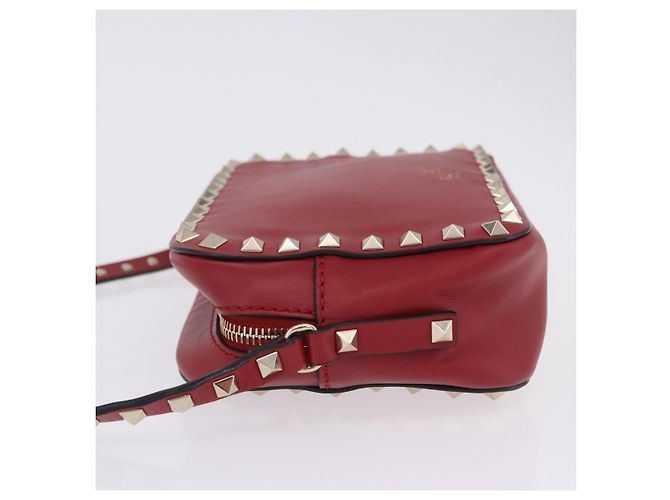 Borsa a tracolla VALENTINO Rock Studs in pelle rossa e oro Auth 205816 Rosso - vista 4