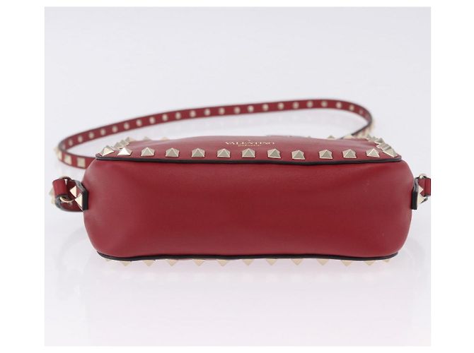 Borsa a tracolla VALENTINO Rock Studs in pelle rossa e oro Auth 205816 Rosso - vista 5