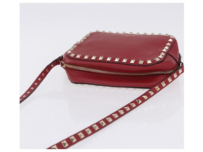 Borsa a tracolla VALENTINO Rock Studs in pelle rossa e oro Auth 205816 Rosso - vista 6