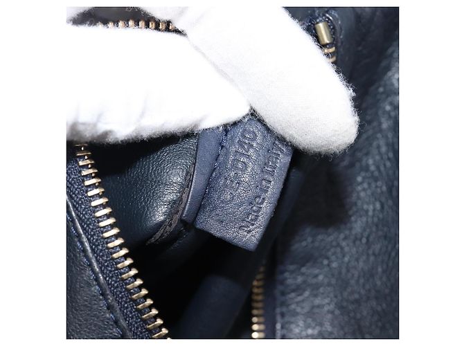 Céline Borsa a mano CELINE Luggage Mini Shopper in pelle Navy Gold Auth am12658A D'oro Blu navy - vista 12