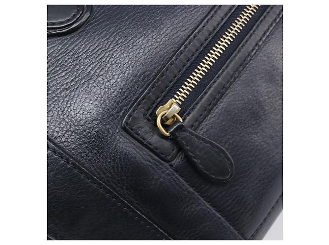 Céline Borsa a mano CELINE Luggage Mini Shopper in pelle Navy Gold Auth am12658A D'oro Blu navy - vista 18