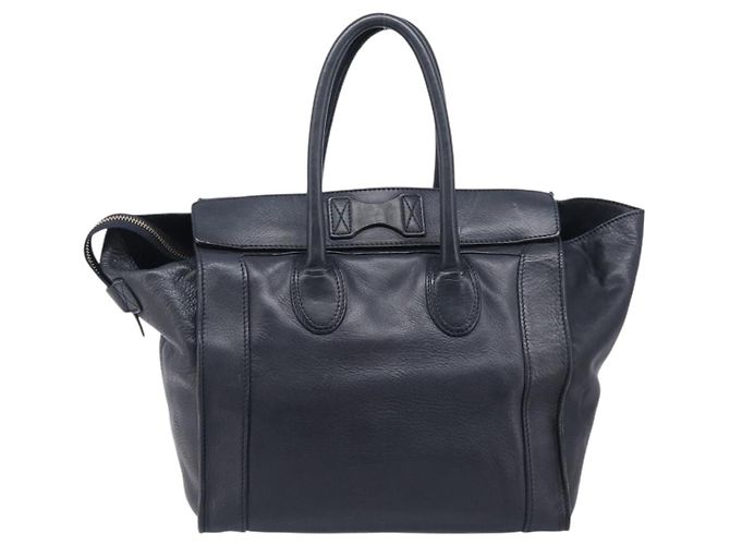 Céline Borsa a mano CELINE Luggage Mini Shopper in pelle Navy Gold Auth am12658A D'oro Blu navy - vista 2
