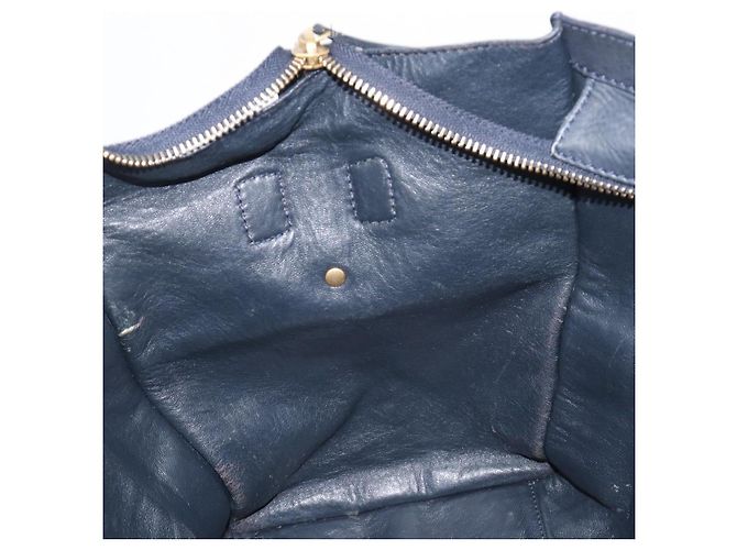 Céline Borsa a mano CELINE Luggage Mini Shopper in pelle Navy Gold Auth am12658A D'oro Blu navy - vista 20