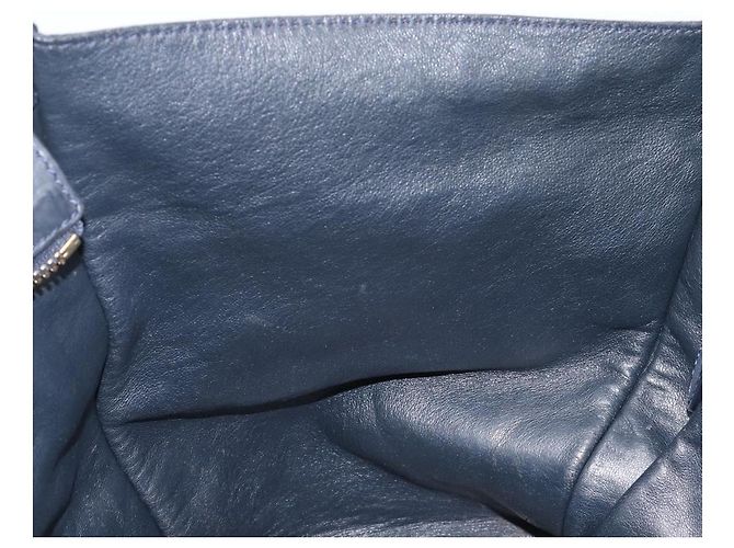 Céline Borsa a mano CELINE Luggage Mini Shopper in pelle Navy Gold Auth am12658A D'oro Blu navy - vista 21