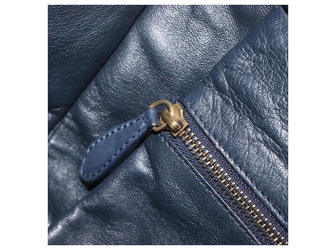 Céline Borsa a mano CELINE Luggage Mini Shopper in pelle Navy Gold Auth am12658A D'oro Blu navy - vista 22