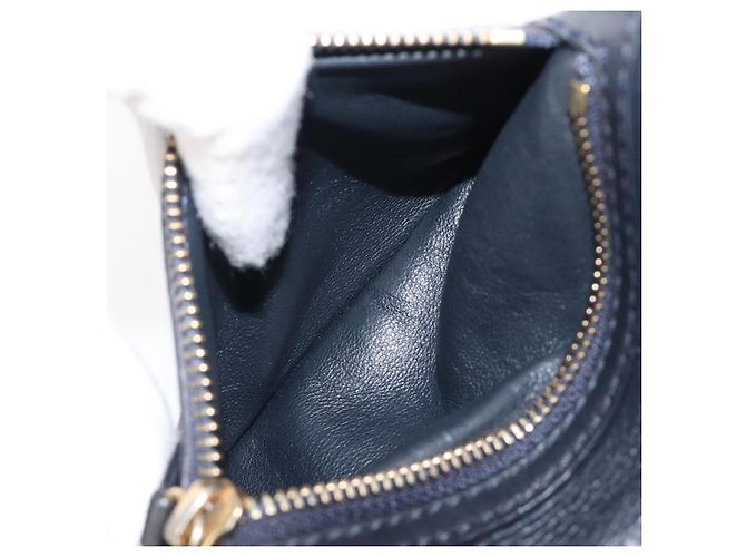 Céline Borsa a mano CELINE Luggage Mini Shopper in pelle Navy Gold Auth am12658A D'oro Blu navy - vista 24