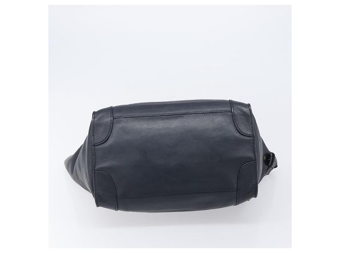 Céline Borsa a mano CELINE Luggage Mini Shopper in pelle Navy Gold Auth am12658A D'oro Blu navy - vista 5