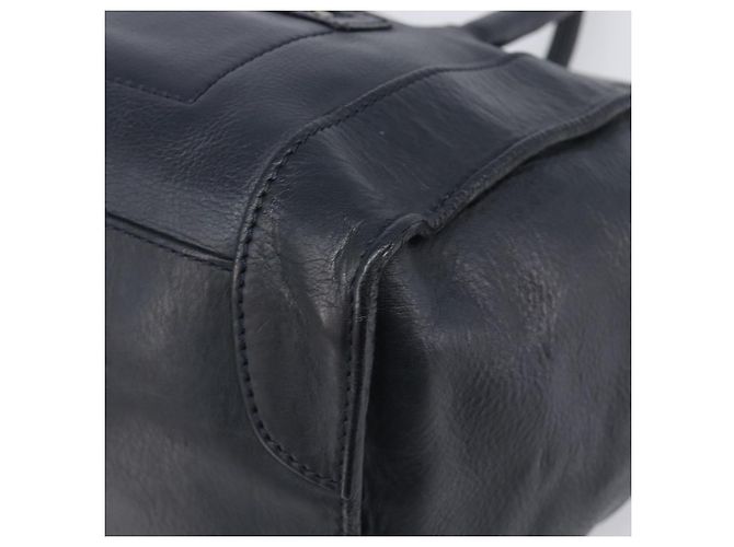 Céline Borsa a mano CELINE Luggage Mini Shopper in pelle Navy Gold Auth am12658A D'oro Blu navy - vista 9