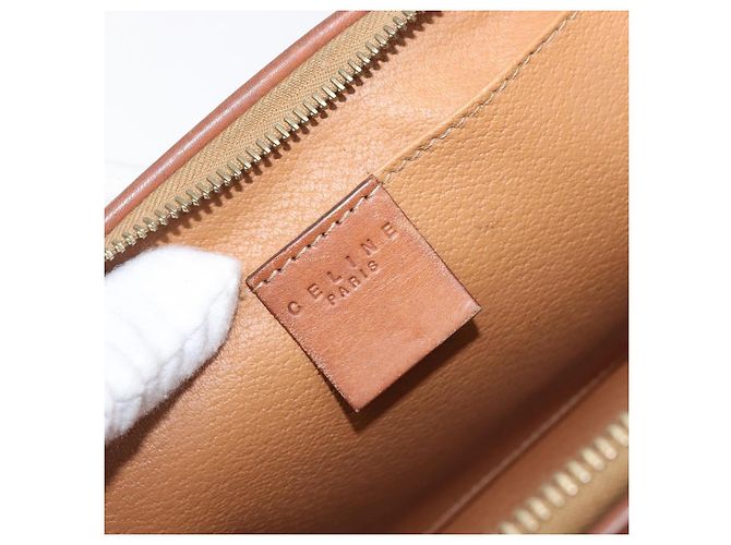 Céline Borsa a pochette CELINE Macadam PVC Pelle Marrone Tono Oro Auth 200374 - vista 18