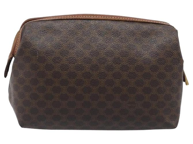 Céline Borsa a pochette CELINE Macadam PVC Pelle Marrone Tono Oro Auth 200374 - vista 2
