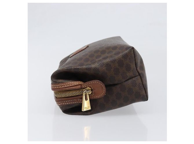 Céline Borsa a pochette CELINE Macadam PVC Pelle Marrone Tono Oro Auth 200374 - vista 4