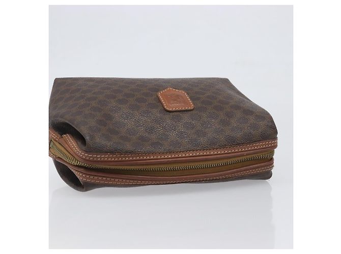 Céline Borsa a pochette CELINE Macadam PVC Pelle Marrone Tono Oro Auth 200374 - vista 5