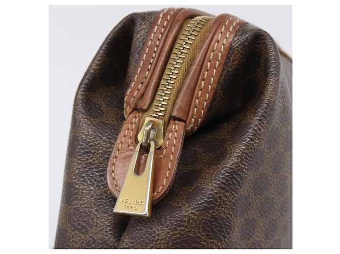 Céline Borsa a pochette CELINE Macadam PVC Pelle Marrone Tono Oro Auth 200374 - vista 8