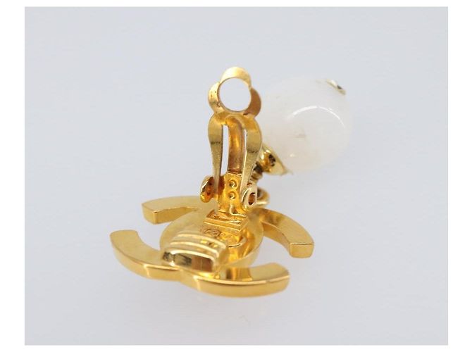 CHANEL Ohrringe Metall Goldfarben Weiß CC Auth ar14207 - Ansicht 10