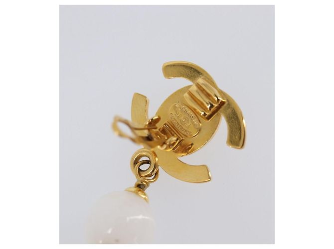 CHANEL Ohrringe Metall Goldfarben Weiß CC Auth ar14207 - Ansicht 11