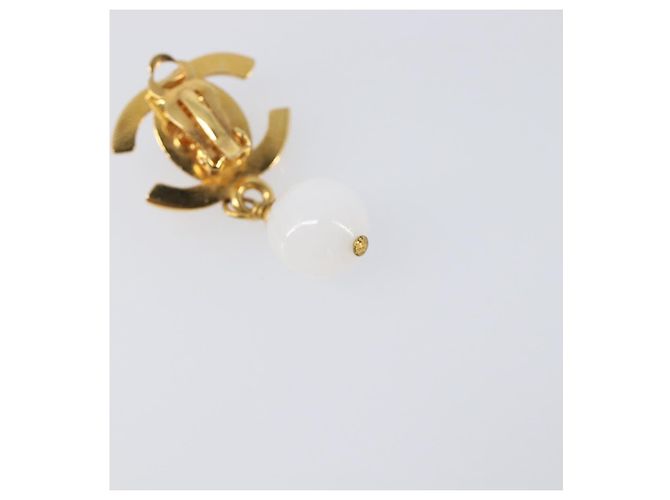 CHANEL Ohrringe Metall Goldfarben Weiß CC Auth ar14207 - Ansicht 4