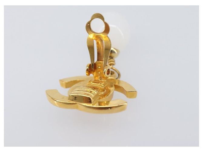 CHANEL Ohrringe Metall Goldfarben Weiß CC Auth ar14207 - Ansicht 5
