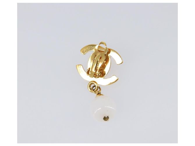 CHANEL Ohrringe Metall Goldfarben Weiß CC Auth ar14207 - Ansicht 8