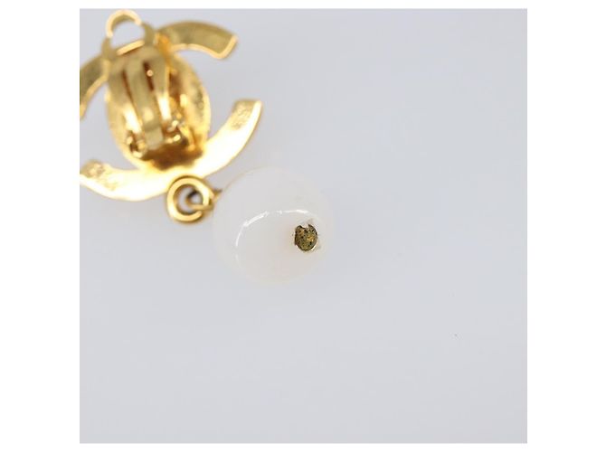 CHANEL Ohrringe Metall Goldfarben Weiß CC Auth ar14207 - Ansicht 9