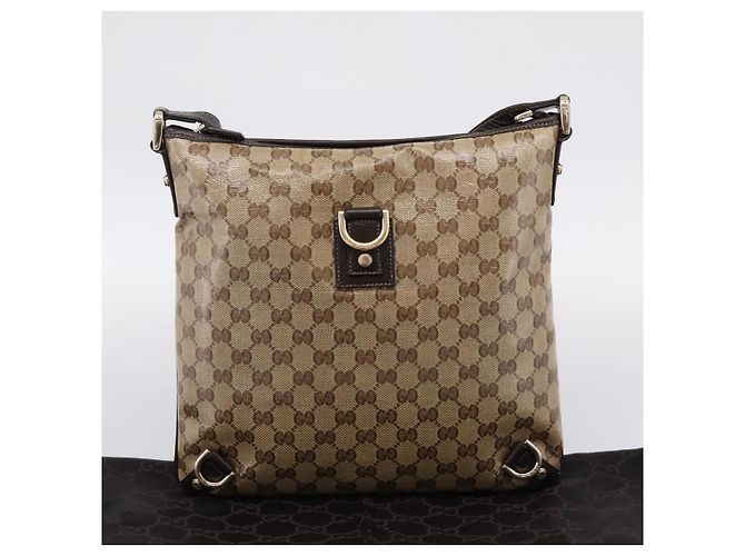 Borsa a tracolla GUCCI GG Crystal Abbey Coated Canvas Outlet 268642 Auth 204734V Marrone D'oro - vista 12