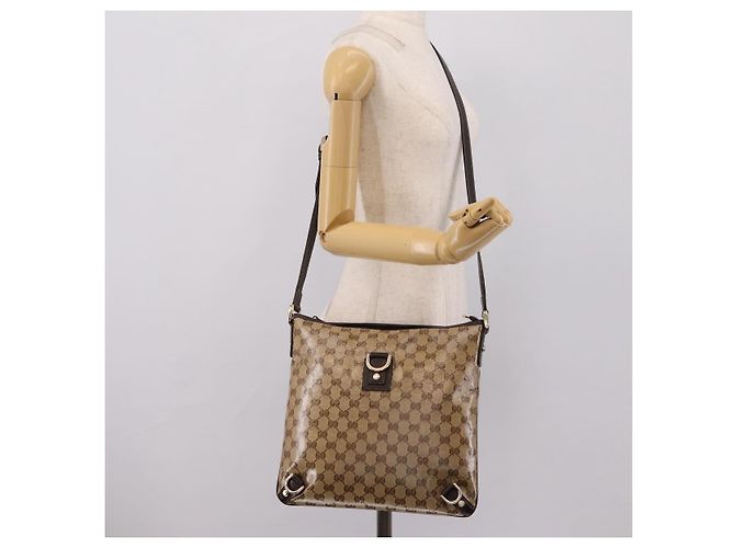 Borsa a tracolla GUCCI GG Crystal Abbey Coated Canvas Outlet 268642 Auth 204734V Marrone D'oro - vista 23