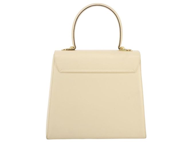 Borsa Salvatore Ferragamo Gancini in pelle bianca e oro Auth 205161 Bianco D'oro - vista 3