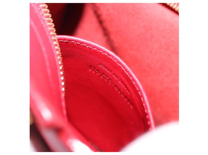 Autre Marque SAINT LAURENT Petit Cabas Hand Bag Leather 2way Red Gold Auth 205115A Golden - view 12