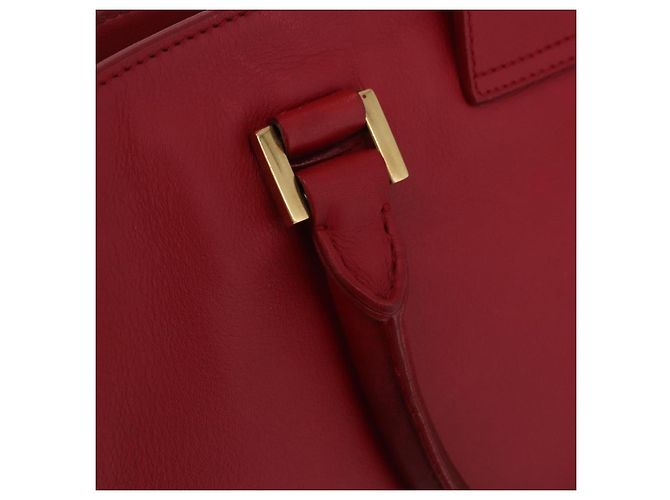 Autre Marque SAINT LAURENT Petit Cabas Hand Bag Leather 2way Red Gold Auth 205115A Golden - view 18