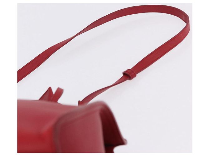 Autre Marque SAINT LAURENT Petit Cabas Hand Bag Leather 2way Red Gold Auth 205115A Golden - view 20