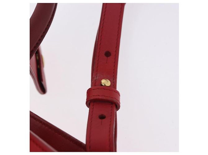 Autre Marque SAINT LAURENT Petit Cabas Hand Bag Leather 2way Red Gold Auth 205115A Golden - view 22