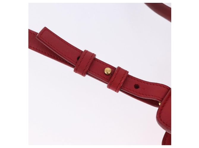 Autre Marque SAINT LAURENT Petit Cabas Hand Bag Leather 2way Red Gold Auth 205115A Golden - view 23