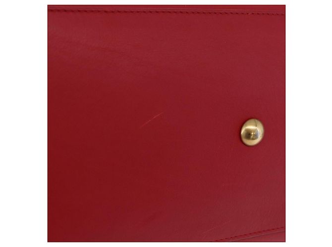 Autre Marque SAINT LAURENT Petit Cabas Hand Bag Leather 2way Red Gold Auth 205115A Golden - view 24
