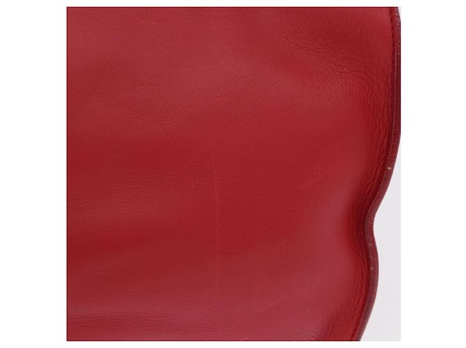 Autre Marque SAINT LAURENT Petit Cabas Hand Bag Leather 2way Red Gold Auth 205115A Golden - view 3